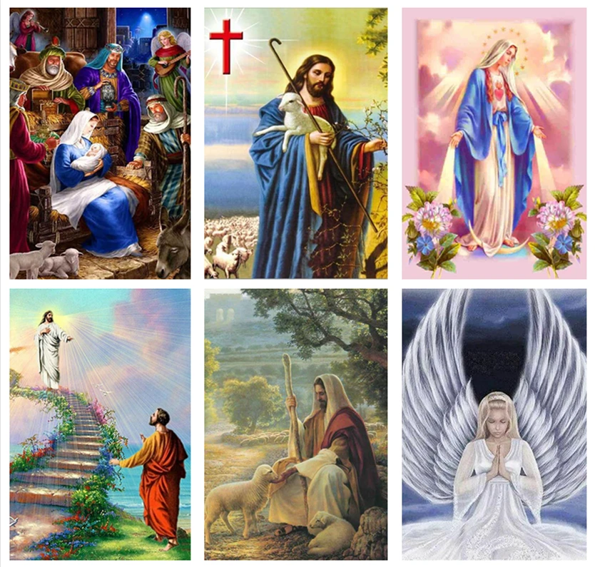 Алмазная 5d картина сделай сам с изображением Иисуса овцы религии Девы Марии