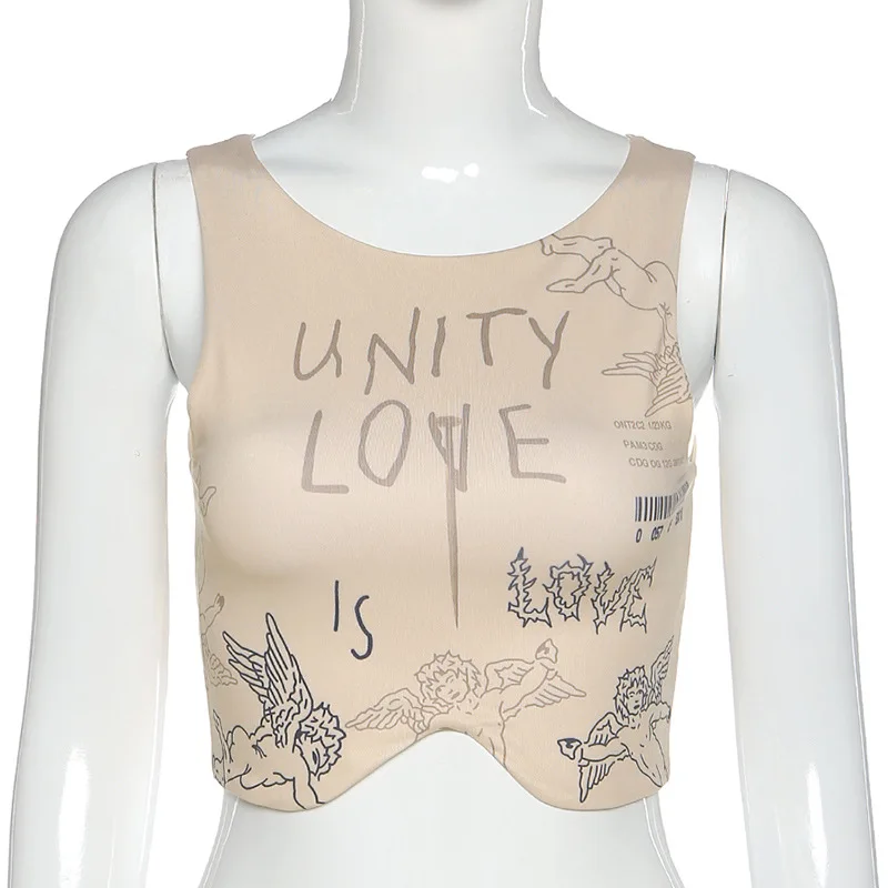 

Women Summer Sexy Camis Summer Sleeveless Tank Tops VIntage Chic Y2k Cami Khaki Vest Bottoming Cropped Sports Short Crops