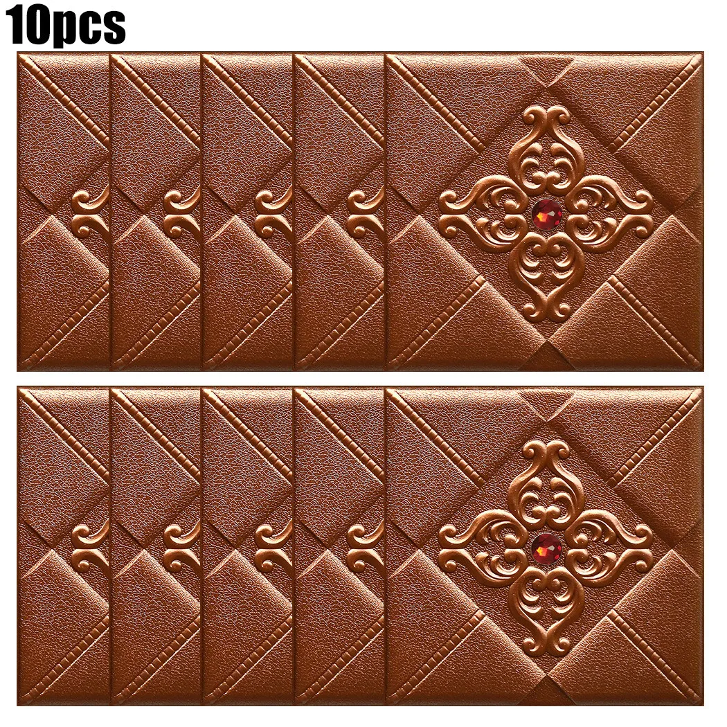 10 3D стены из керамической плитки 30 * 30cm PVC самоклеющиеся пенопластовые