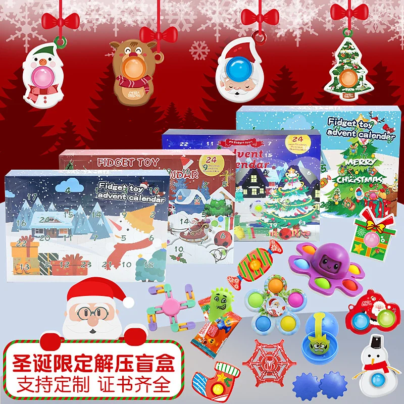 

24 Days Fidget Advent Calendar Christmas Blind Box Surprise Anti Stress Relief Pops Toy Set Slow Rising Squishy Squeeze Kid Gift
