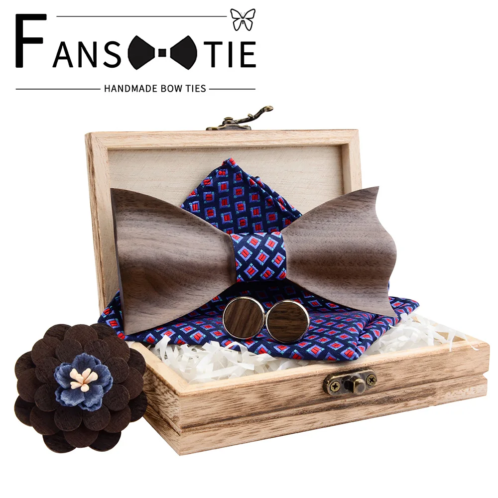 Пейсли 2020 Новый 3D деревянный галстук бабочка набор Шелковый Карманный