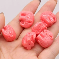 5pcsnatural coral pink elephant beads craft for jewelry makingdiy necklace bracelet earring accessory charm gift party thick11mm