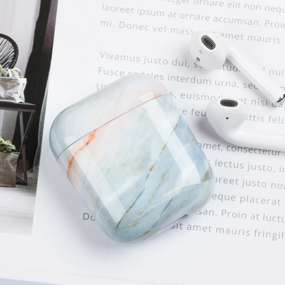 02 Роскошный Твердый чехол из поликарбоната с мраморным узором для Apple Airpods, защитный чехол, беспроводной чехол для наушников с Bluetooth, чехол для зарядки, сумки - Цвет: 02