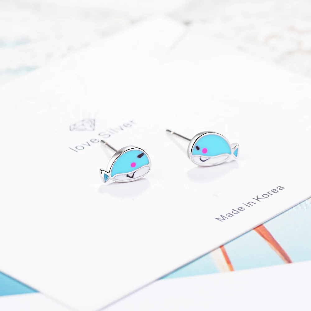 Женская Асимметричная серьга с единорогом FENGLI Разноцветные серьги-гвоздики