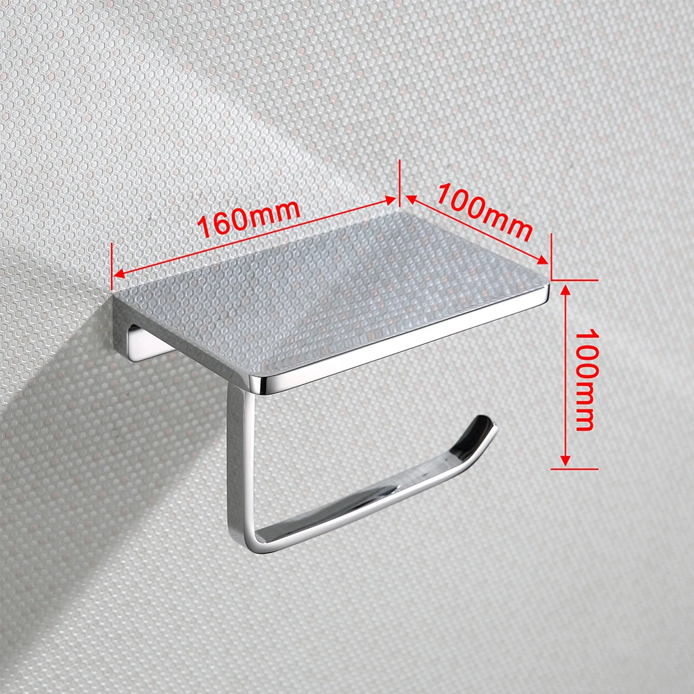 

JOYFAN Bathroom Toilet Paper Holder with 160mm Shelf Wall Mount Tissue Roll Phone Holder Chrome Polished Bath Accessories