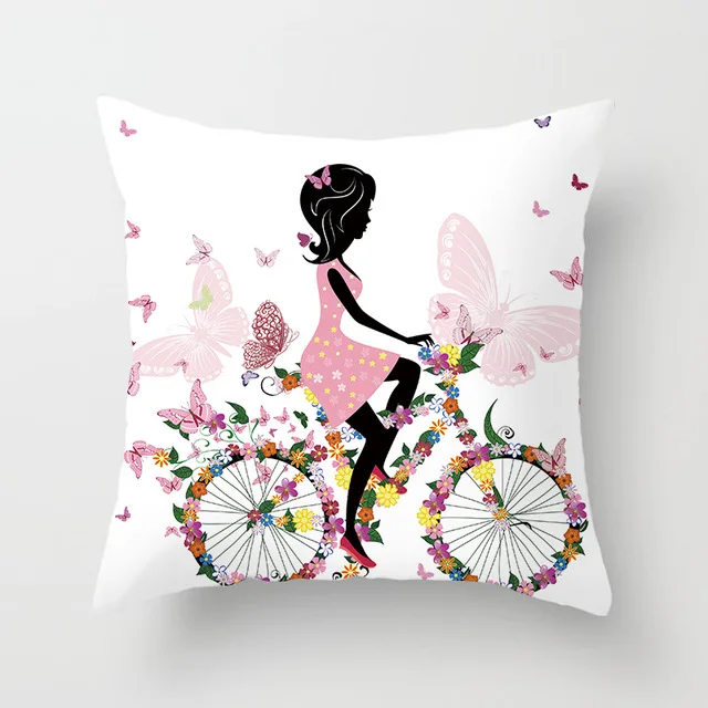 

Pink Flower Fairy Polyester Cushion Cover for Chair Cushion Cover Car Seat Back Cushion Cover Decoration on Home Hotel Bed ..