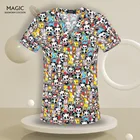 Модная одежда с принтом для домашних животных, медсестер, Спецодежда для операционной, Женские топы с V-образным вырезом, одежда для врачей, оптовая продажа