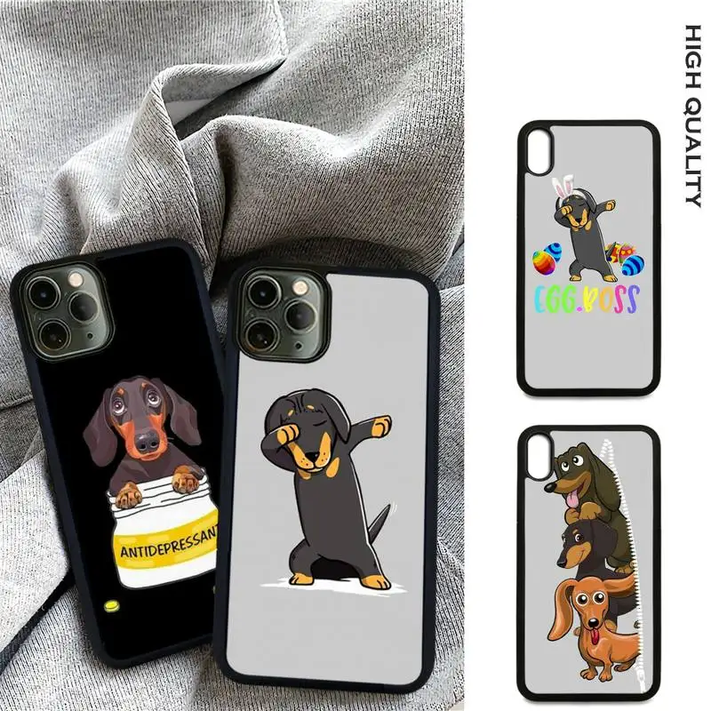 

Cute Dachshund Dog Soft TPU Hard PC Mobile Phone Cover For Samsung S9 S10 S20 Plus S21 S30 Ultra S7 S8 S10e Note 9 20 Case