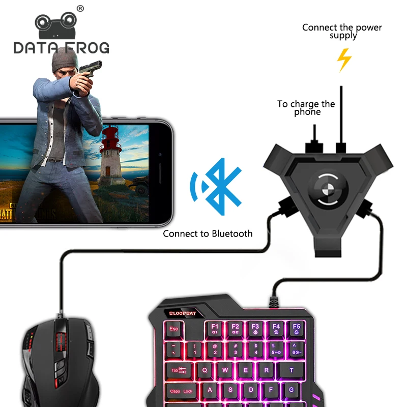 Bluetooth Мобильный геймпад USB приемник адаптер для мыши Клавиатура PUBG игры конвертер для Android IOS телефон к ПК подключи и играй
