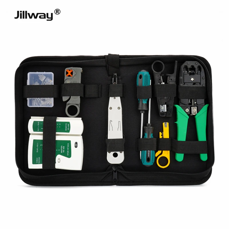 Jillway-Juego de herramientas de mantenimiento de reparación de cables de red, RJ45RJ11...