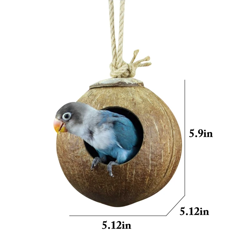 

Two Type Cute Comfortable Design Natural Coconut Shell Bird Nesting House Small Size Pet Parakeet Finche Sparrows Cage