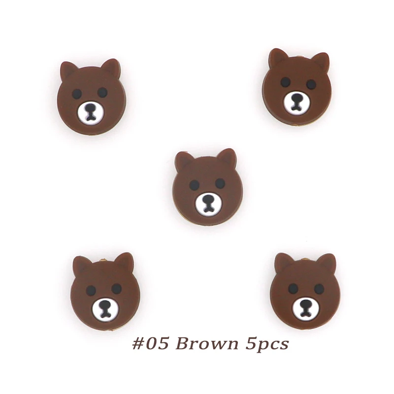 Brown 5pcs Kovict, 5/10 шт, 23 мм, милые мини-силиконовые бусины для пива, силиконовые бусины для грызунов, силиконовые бусины для самостоятельного прорезывания зубов - Цвет: Brown 5pcs