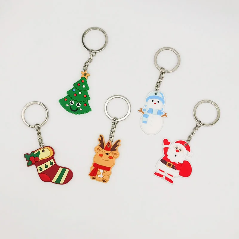 

1pcs Cartoon Santa Claus Keychain Christmas Tree Keyring Hanging Pendant Pvc Keychain Christmas Tree Creative Fashion Keyring