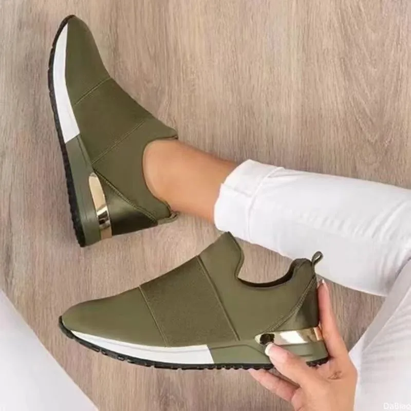 

Sneakers Shoe for Women 2021 Summer Sneakers Breathable Slip On Sport Shoes Elastic Band Solid Color Ladies Vulcanized Shoes