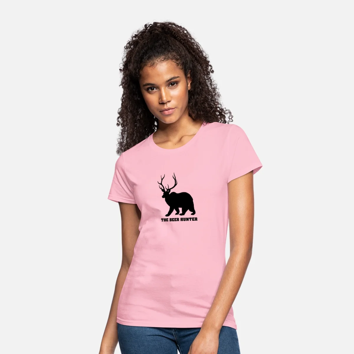 Медведя оленя пива забавные животные любить спирта подарок Для женщин футболка |