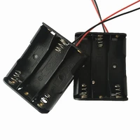 black plastic 6 aa batteries holder box 3 slots for 3 x aa with wire leads battery storage case