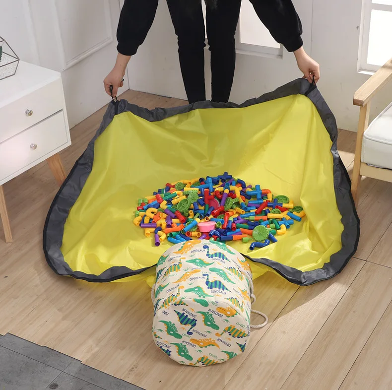 

Large Play Mat and Toy Storage Organizer Baskets, Outdoor Toy Quick Storage Bag Collapsible Canvas Basket/Bin for Kids Room