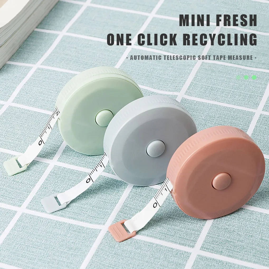 

1.5m Mini Soft Tape Measure ABS Automatic Retractable Ruler Button Portable Waist Measuring Tape Measure Sewing Tool Ruler
