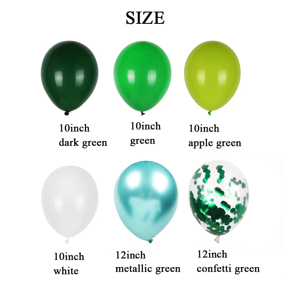 

40pcs Green Balloons Set Olive Balloon Metallic Confetti Ballon Jungle Safari Animal Birthday Party Decorations kids Air globos