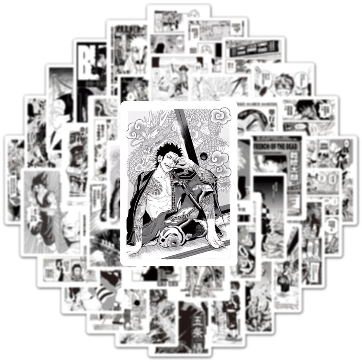 10/30/50 шт. смешанных аниме черно-белых наклеек ююютсу кайсен наклейка на тему