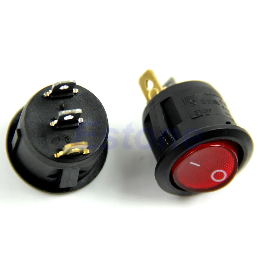 1 шт. AC 6A/250V 3-контактный красный светильник вкл.-ВЫКЛ. SPST круглая кнопка Dot Boat Car