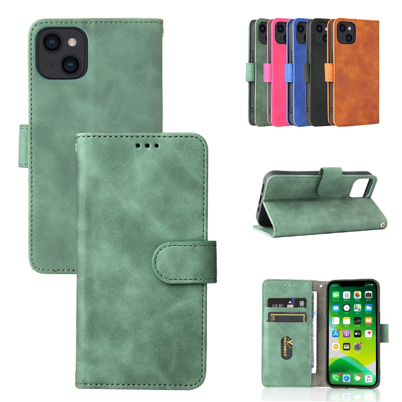 

Solid Color Flip Magnetic Leather Phone Case For iPhone 13 12 MIni 11 Pro X XS XR Max 8 7 SE 2020 Wallet Purse Card Slot Cover