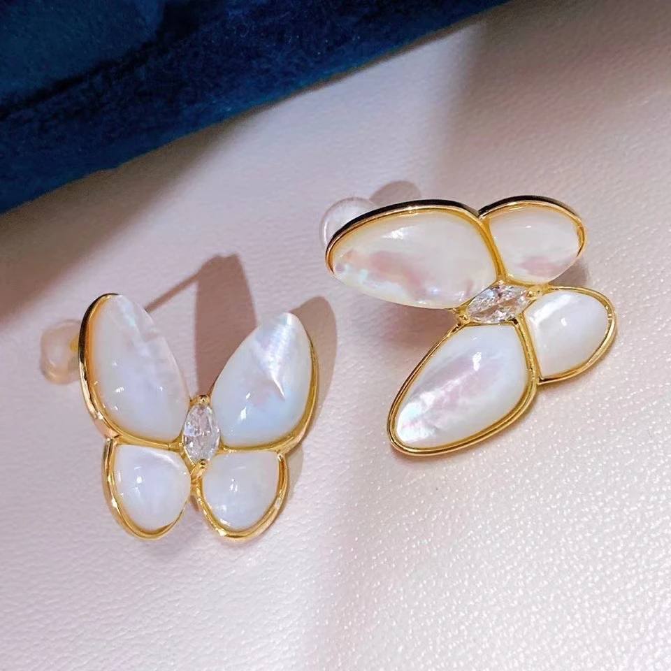 

1pair Natural Shell Butterfly Earring Fashion Pearl 925 Silver Pin Butterfly Ear Stud Butterfly Earring Silver 925 Party Jewelry