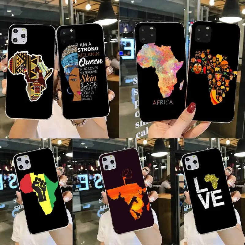 Африка Карта география роспись DIY печать телефон чехол для iPhone 11 pro XS MAX 8 7 6 6S Plus X 5S