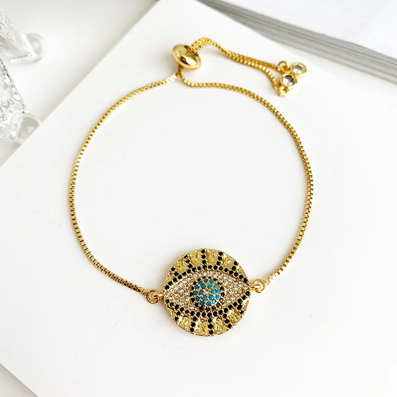 eye blue gold Полумесяц браслет с короной для женщин кубический цирконий сердце браслет Подвеска золотистого цвета бисера Радуга ювелирные изделия pulseras mujer ювелирные изделия - Окраска металла: eye blue gold