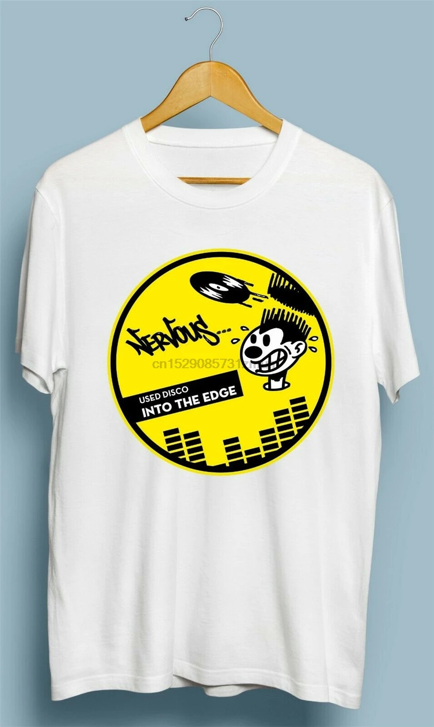 Винтажная восхитительная виниловая футболка с логотипом Nervous Records Размеры s m l Xl 2Xl