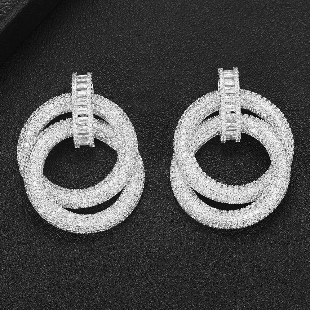 Свадебные серебряные серьги LARRAURI Noble Naija Dubai Модные Ювелирные изделия Подвески полностью покрытые микрокристаллами циркония круглые серьги