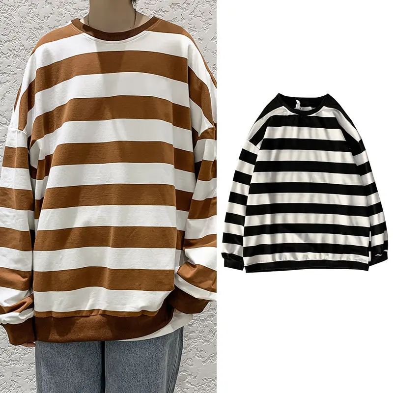 Свитшот мужской повседневный в полоску уличная одежда для подростков Топ с