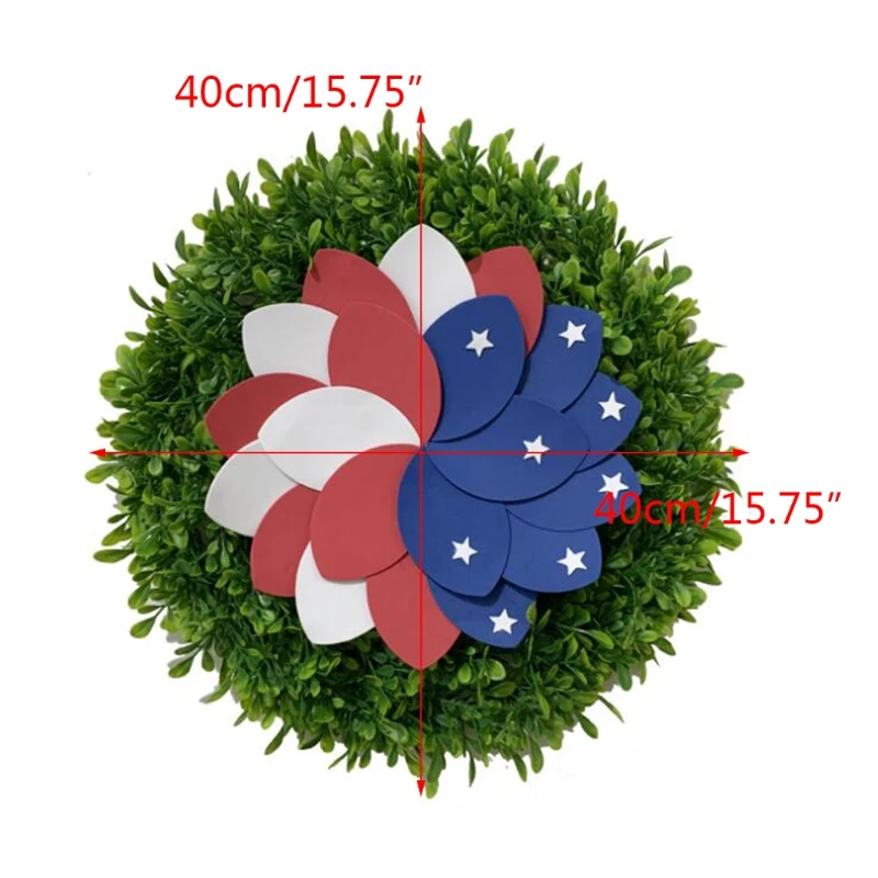 

Independence Day Wreath Veterans Day Garland Front Door Decor Wall Ornaments July of 4th Gift Party Supplies