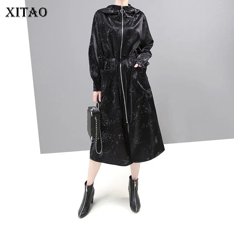 XITAO корейский стиль с капюшоном Тренч ветровка модное пальто для женщин