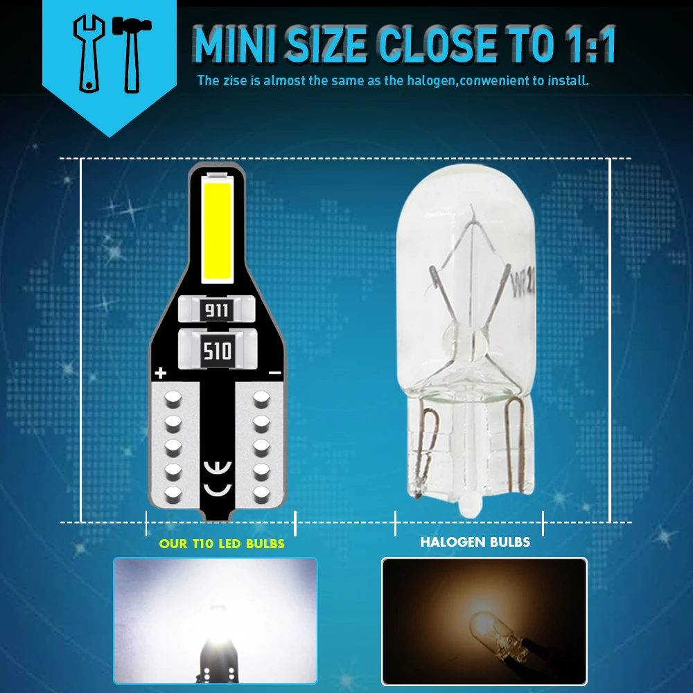 10X Led T10 194 168 W5W лампы номерного знака автомобиля светильник для Защитные чехлы