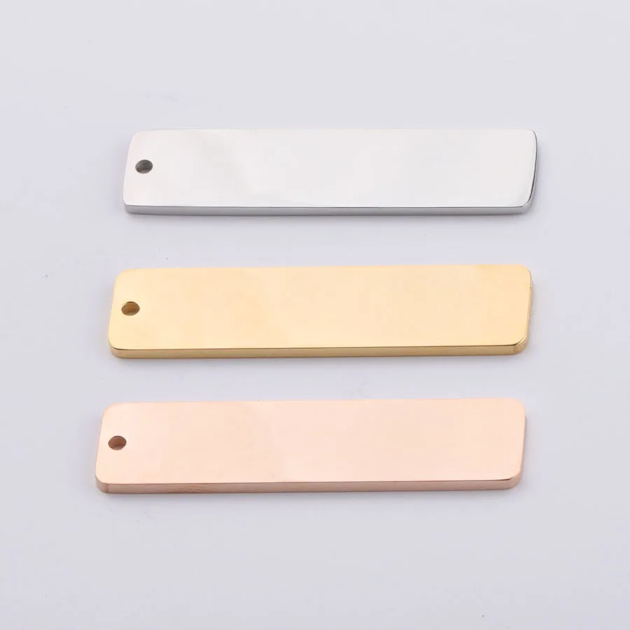 Пустые прямоугольные подвески 10*40 мм из нержавеющей стали зеркальная полировка