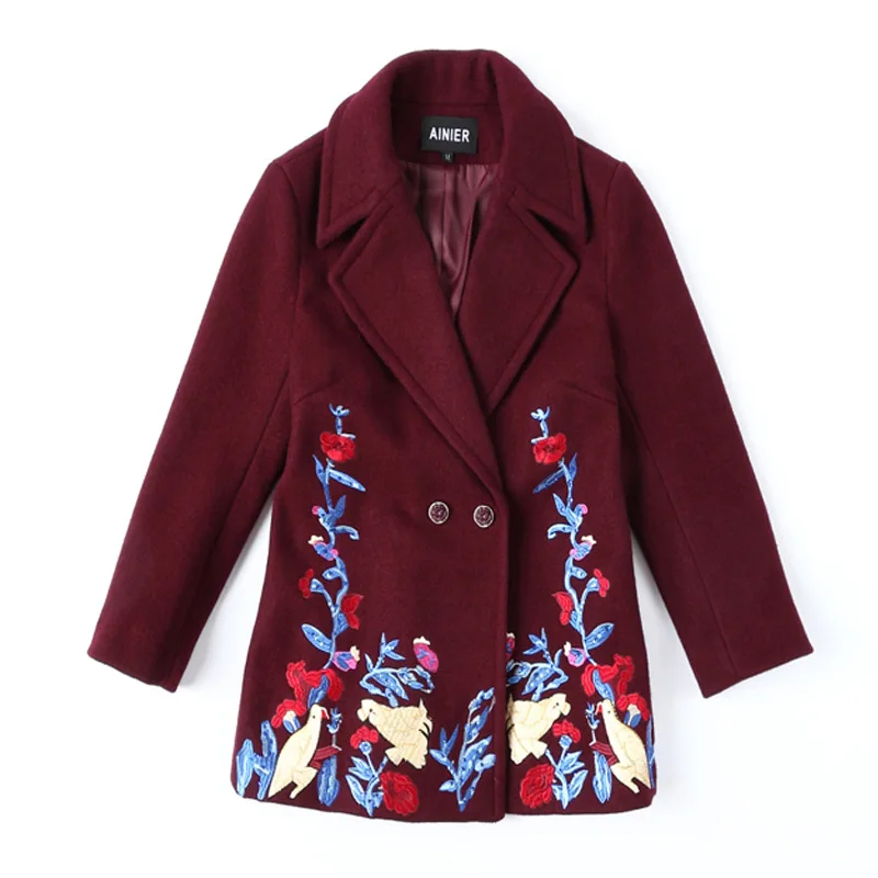 High Quality Brand Women's Embroidery Coat Jacquard Slim Office Lady Mother For Mom Autumn Clothes Floral Cloak Plus Size | Женская