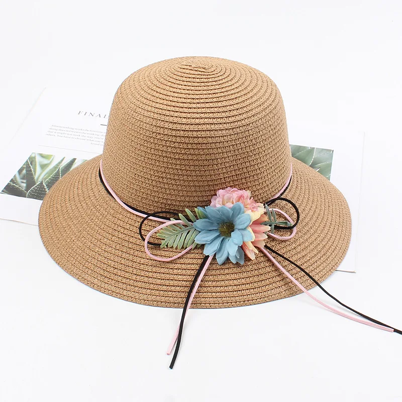 Шляпка от солнца USPOP с широкими полями женская Соломенная Панама цветами лето 2020 |