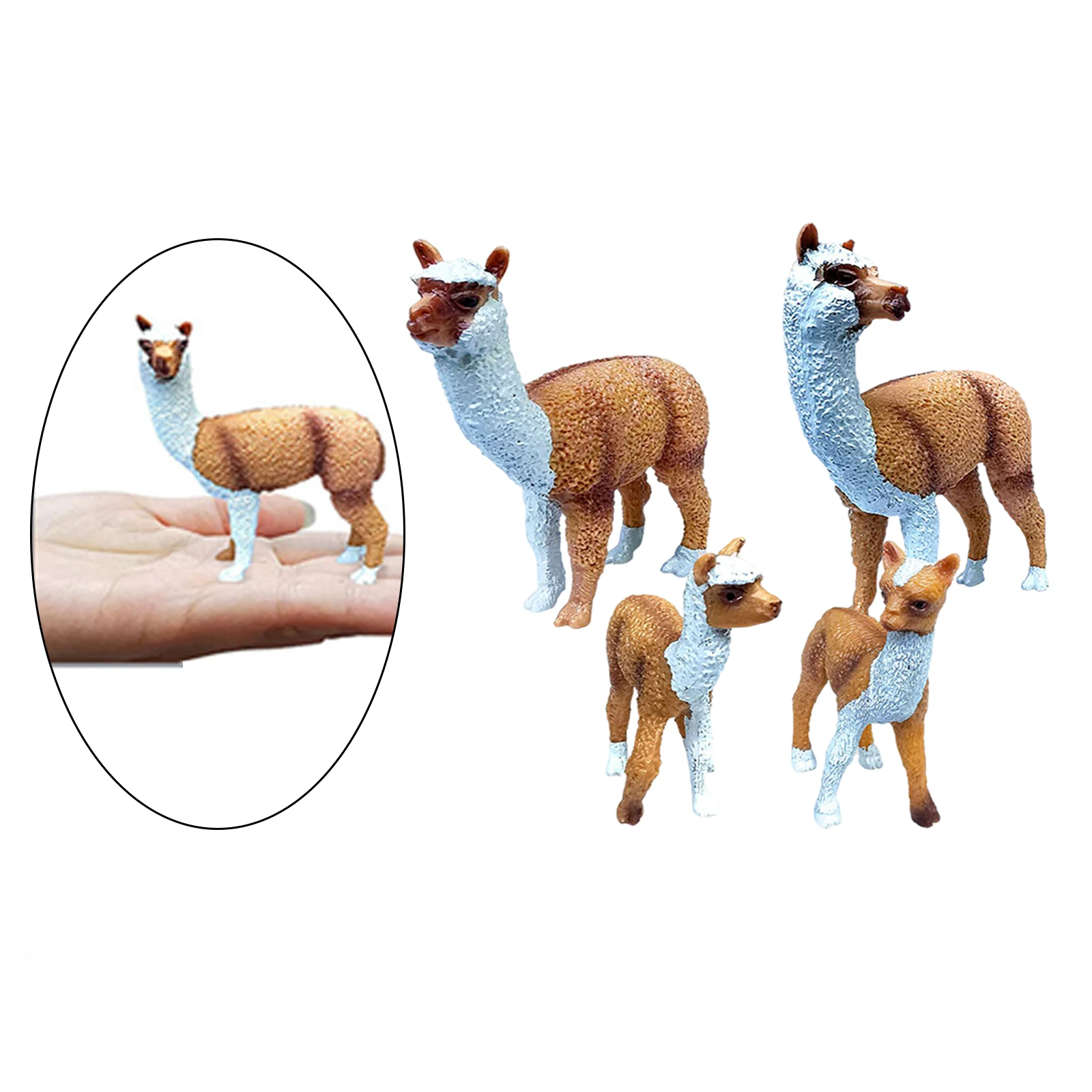 

4Pcs Lifelike Alpaca Figure Wildlife Farm Animal Model Toy Home Decors Gift