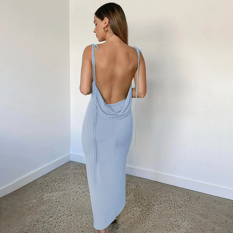 

Bodycon Backless Dress Summer Bandage Spaghetti Straps Party Dresses Ladies Orange High Waist Sexy Dress Women Street Waatfaak