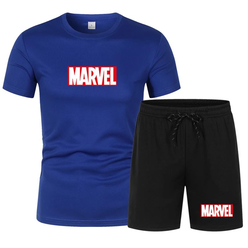 

2021 purchasing Marvell new men's summer casual suit T-shirt + pants two-piece casual sportswear gym brand clothing sportswear