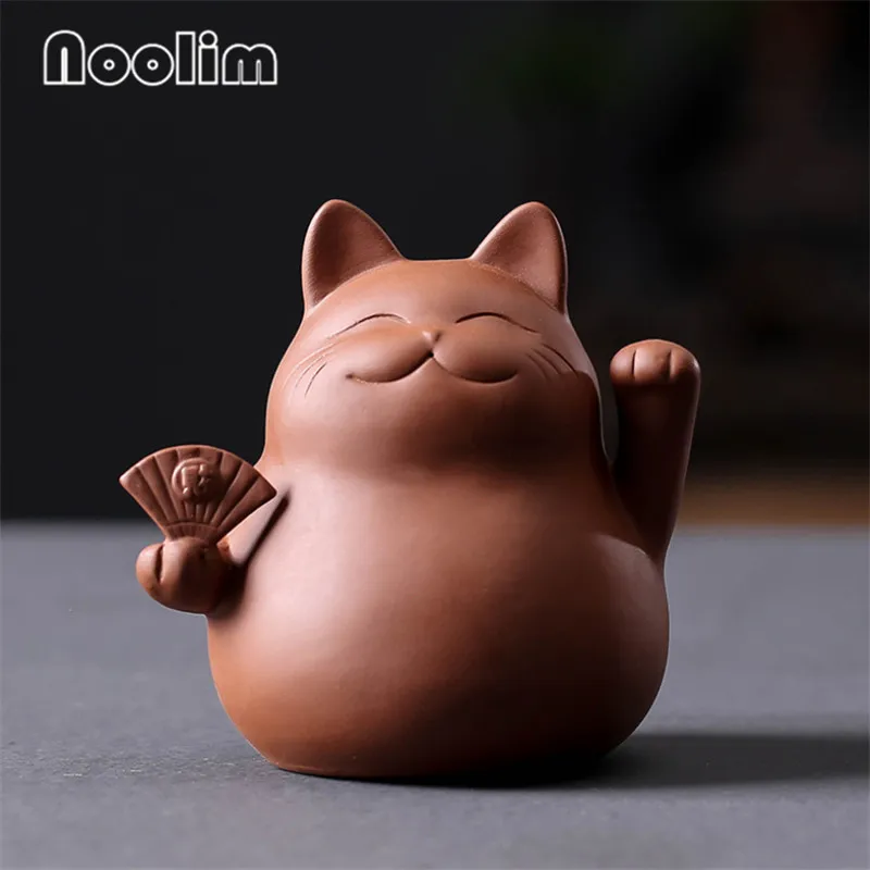 Пурпурная глина счастливый кот чай домашний питомец ручная работа милое