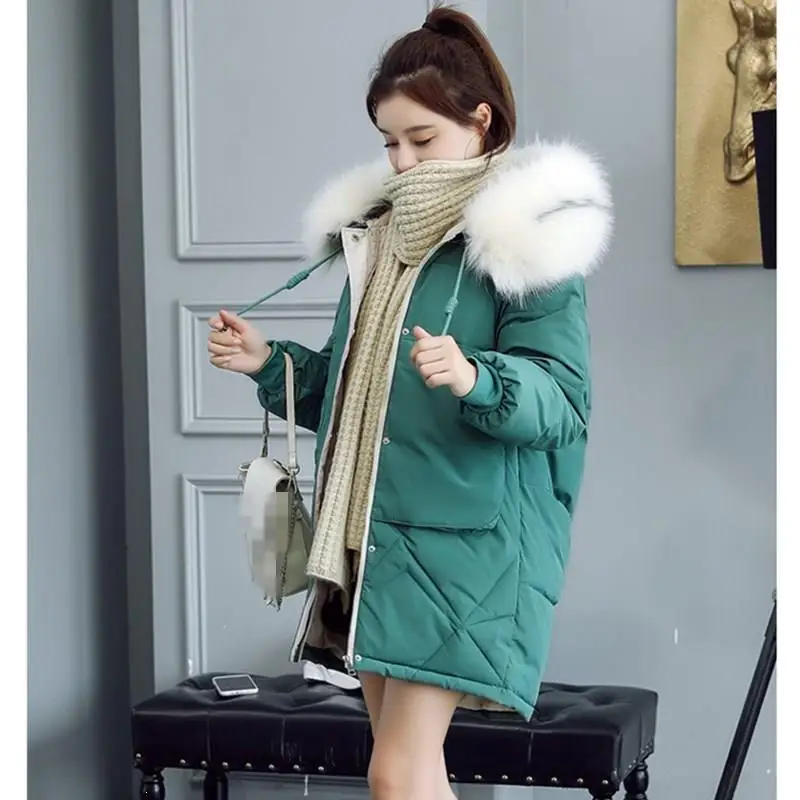 Новинка 2019 женская зимняя повседневная Толстая парка с капюшоном теплая