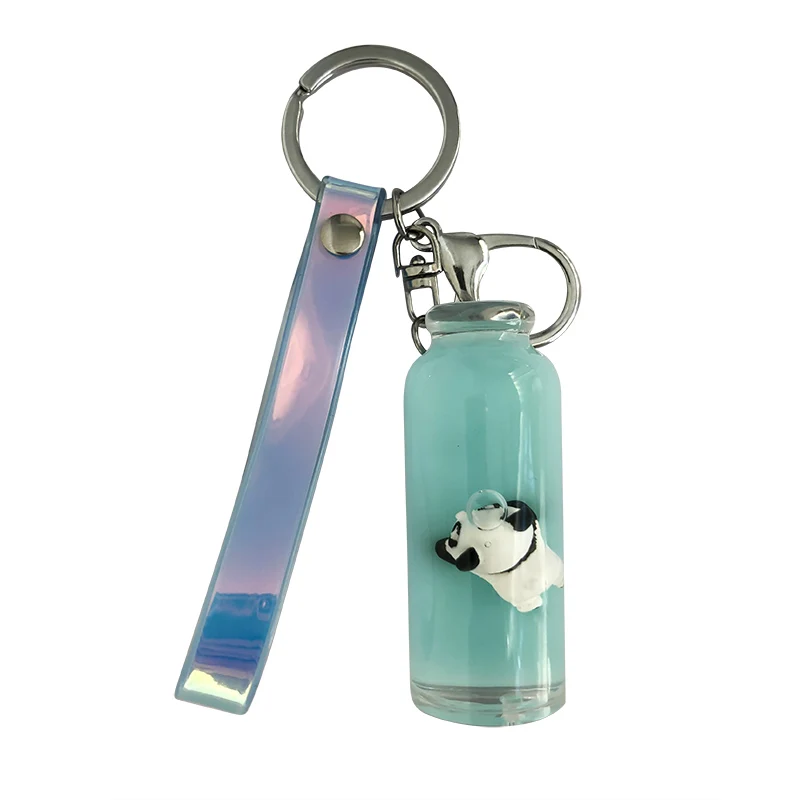 

2021 New Floating Milk Bottle Keychain Pendant Quicksand Milk Pig Bag Ornament Into Oil Creative Small Pendant
