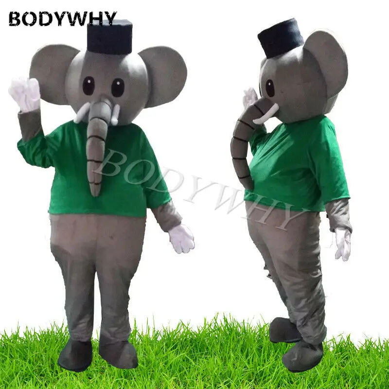 

Birthday Party Advertising Elephant with Shirt Mascot Costume Suit Cosplay Party Game Dress Outfit Halloween Adult