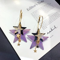 ustar big stars hoop earrings for women purple star crystal hyperbole fashion jewelry earrings accessories female gifts
