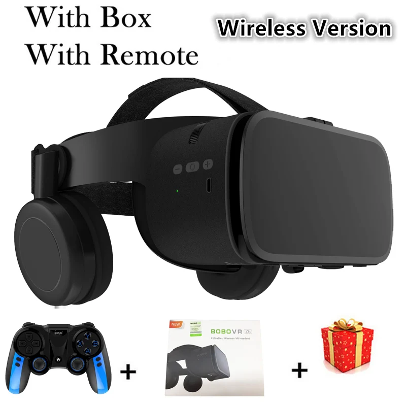 With Box 9090 Remote Bobo VR Bobovr Z6 Bluetooth 3 D шлем Viar 3D очки виртуальной реальности гарнитура шлем очки линзы видео для телефона смартфон - Цвет: With Box 9090 Remote