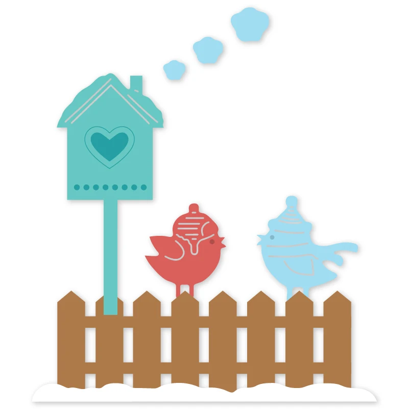 Ufurty буквенная коробка и птица на заборе металлические Вырубные штампы трафарет