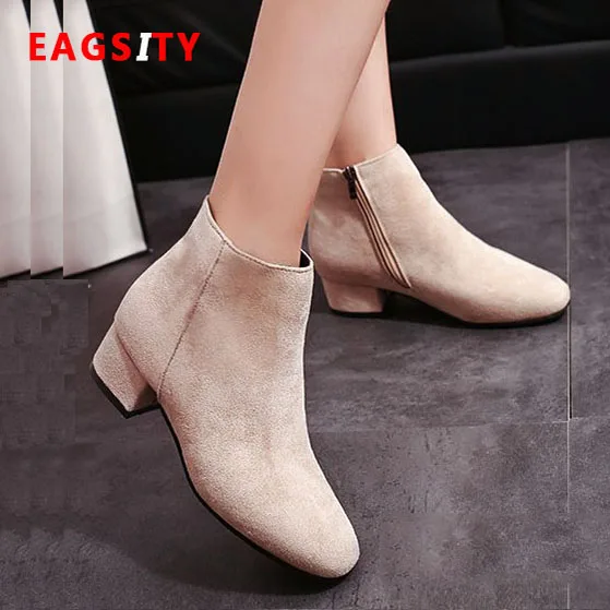 Замшевые модные ботинки челси EAGSITY женские короткие ботильоны Рабочие