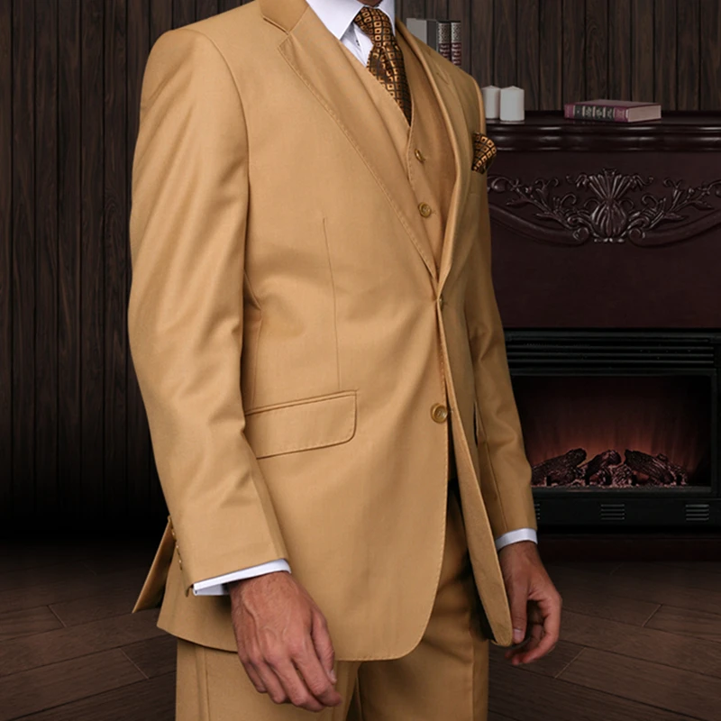 

Autumn Custom Made Fashion Gentlemen Men Suits Slim Fit Groom Tuxedo For Wedding Dress Dinner Party Costume (Jacket+Pants+Vest)
